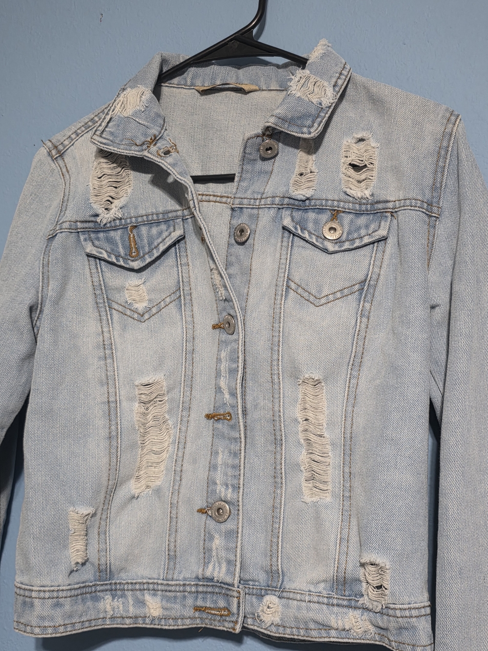 Highway Jeans Light Blue Distressed Denim Jacket Medium Y2k Vintage Retro